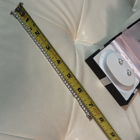 New In Box-Bracelet & Earring Set-Lab Created Diamonds-Silver Plated-7 1/4 in - Picture 7 of 16